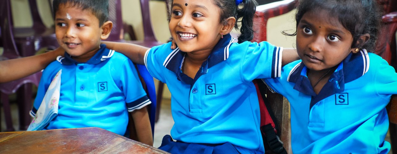 Preschool students laughing during free Tamil preschool programs provided by Sumi Foundation